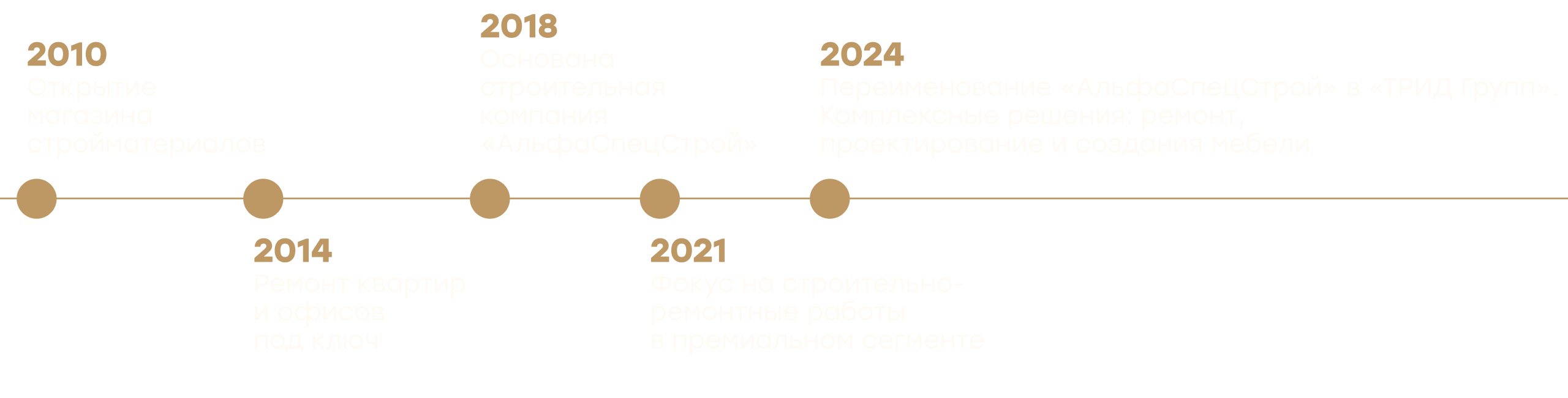 Шкала времени по годам развития компании trid